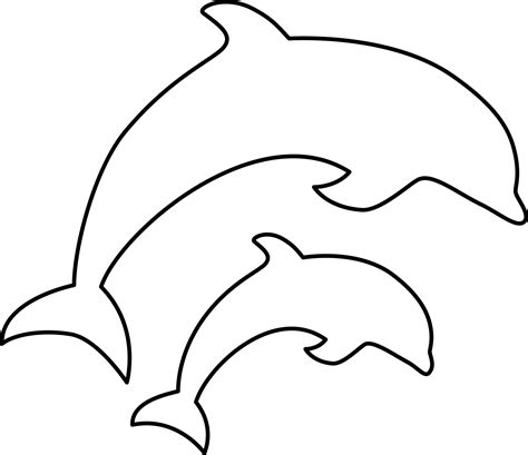 Mom And Baby Dolphins Silhouette Vector Outline Of Dolphins Isolated