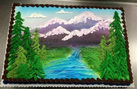 Mountain Outdoor Camping River Cake Sheet Cake Designs Birthday