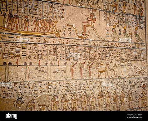 Ancient Egyptian Writing Egyptian Hieroglyphs Wall Inscriptions Stock