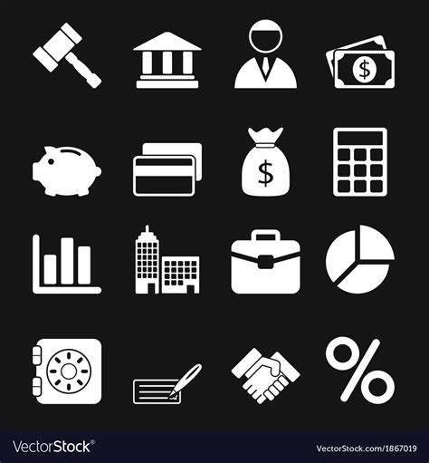 White Business Icons Set Royalty Free Vector Image