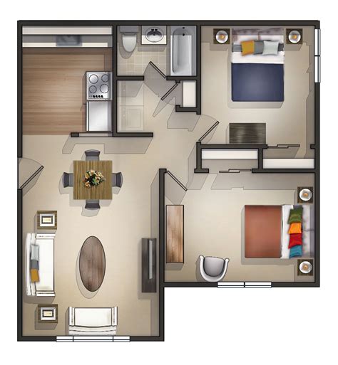 Modern 2 Bedroom Apartment Floor Plans Organicism