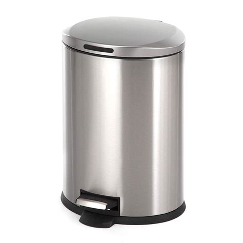 homezone stainless steel kitchen trash can with oval design and step