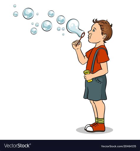 Child Blowing Bubbles Pop Art Royalty Free Vector Image