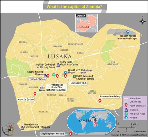 Map Of Lusaka City The Capital Of Zambia Answers
