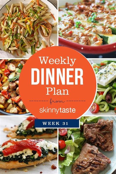 Skinnytaste Dinner Plan Week 31 Healthy Meal Plans Meal Planning