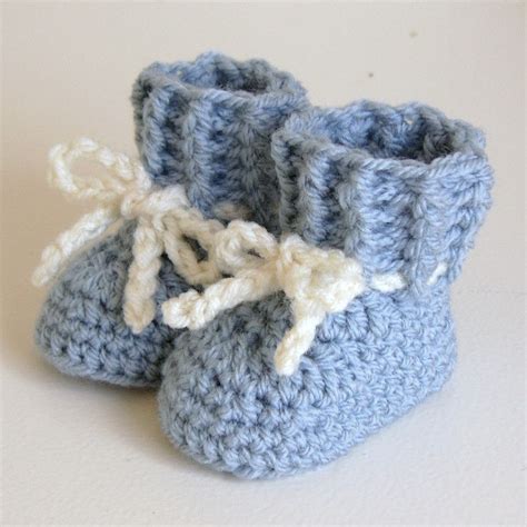 Crochet Pattern Baby Booties Cable Cuff Knitted Look Etsy