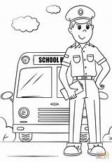 Driver Bus Coloring School Pages Clipart Drawing Colouring Printable Community Helpers Professions Help sketch template