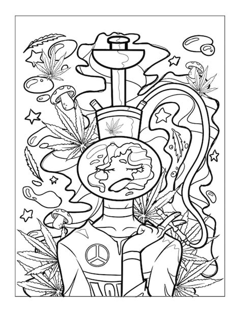 Home And Living Home Décor Adult Coloring Pages Trippy Stoner Smoking