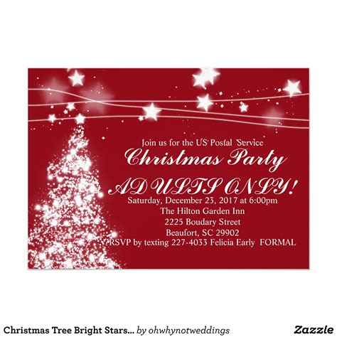 Christmas Tree Bright Stars Christmas Party Maroon Card | Bright stars, Christmas tree, Neon signs