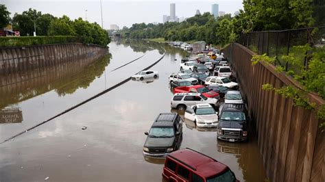 Houston Flood Nightmare Cars Piled Up Like Toys Along The Side Of I 45