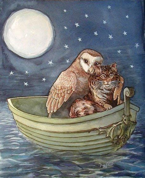 The Owl And The Pussycat Illustrated By Kim Parkhurst Кошачий арт Луна искусство Иллюстрации