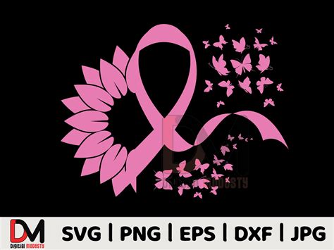 Cancer Ribbon Butterfly Svg Cut Files Cricut Silhouette Etsy