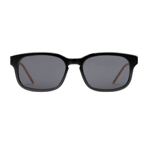 Gucci Rectangular Frame Sunglasses In Black Online Fashion Shopping