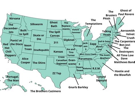 The Most Famous Band Of All Time From Every Us State Vivid Maps