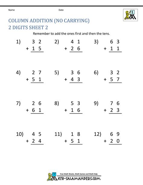 1st grade math worksheets on addition (add one to other numbers, adding double digit numbers, addition with carrying etc), subtraction (subtraction word problems, subtraction of small numbers, subtracting double digits etc), numbers (number lines, ordering numbers, comparing numbers, ordinal. Math Addition Worksheets 1st Grade