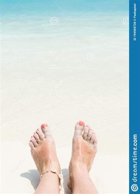 Woman Legs On Beach In Sea Wave Stock Photo Image Of Orange Paradise