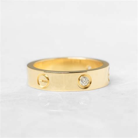 Cartier 18k Yellow Gold 3 Diamond Love Ring Com1040 Second Hand Jewellery