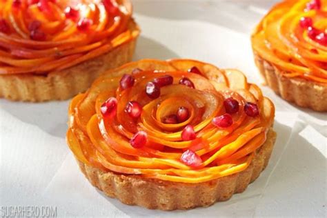 Try to make it with melted chocolate instead of butter for superb results. Persimmon Almond Rosette Tarts | From SugarHero.com ...