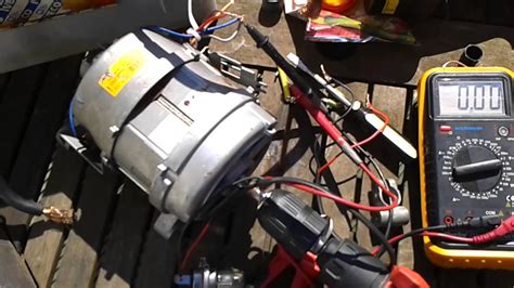 Generator is a device which converts mechanical energy to electrical energy,in this instructable i made a small generator that can powerup 24 leds for the flywheel ive used old cd's (2 of them are coupled together). washing machine motor as a generator - YouTube