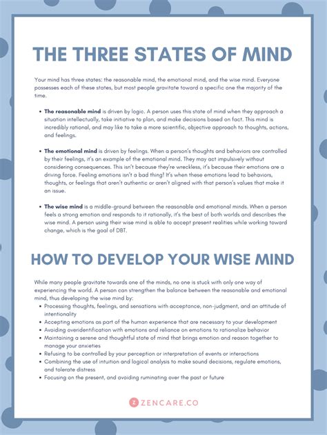 The Wise Mind In 2023 Wise Mind Dialectical Behavior Therapy Coping