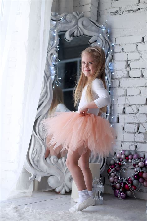 Tutus For Toddlers Peach Tutu For First Birthday Baby Tulle Etsy