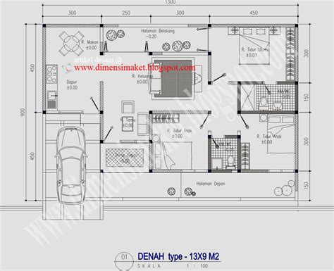 Desain Rumah 003 Contoh Desain Rumah Tinggal 1 Lantai Di Lahan Desain Rumah Rumah Denah Rumah