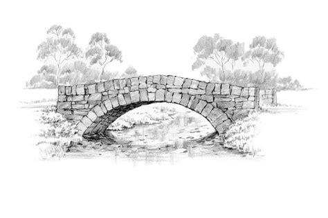 Landscape Drawings Bridge Drawing Landscape Sketch