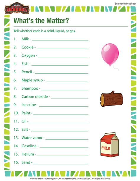 Whats The Matter View 3rd Grade Science Worksheet Sod
