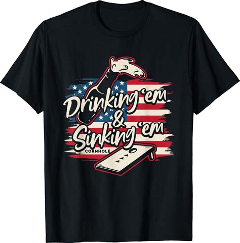 Cornhole Shirts For Men Drinking Em Sinking Em 4th Of July