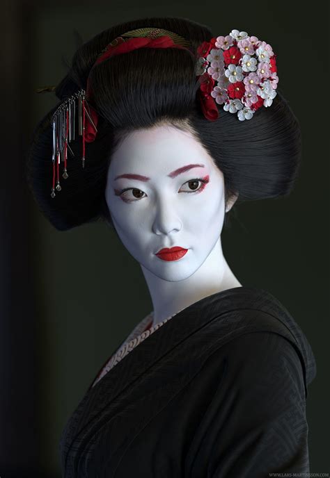 Artstation Geisha Lars Martinsson Art Geisha Geisha Makeup Geisha