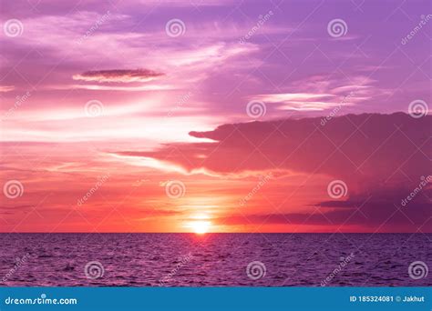 The Bright Colors Of The Purple Sky After The Sea Sunset Stock Image