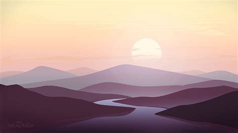 Art Landscape Rivers Sunset Mountains Hd Wallpaper Pxfuel