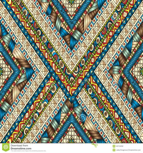 Tribal Doddle Rhombus Seamless Background Stock Vector Illustration