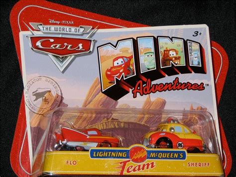 Disney Cars Mini Adventures Lightning Mcqueen Team Flo And Sheriff