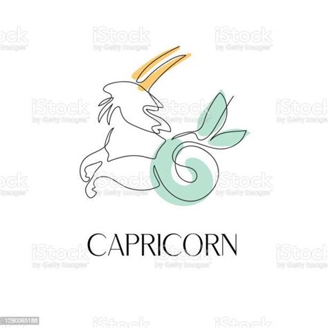 Capricorn Zodiac Sign One Line Vector Illustration In The Style Of