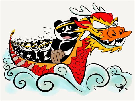 So the dragon boat festival. I Draw Pandas | Dragon boat, Panda artwork, Boat cartoon