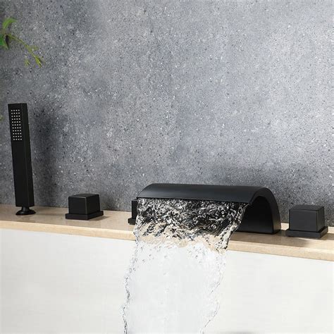 A wide variety of bathtub waterfall spout options are available to you, such as graphic design, others, and none. Contemporary Waterfall Deck Mounted Roman Tub Filler ...