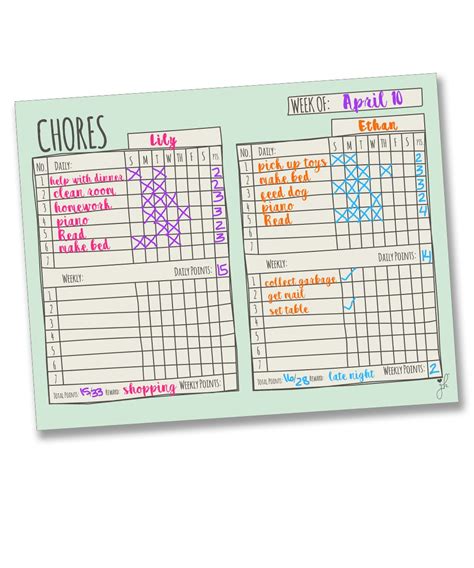 Buy Jennakate Multiple Child Chore Chart Magnetic Daily Household
