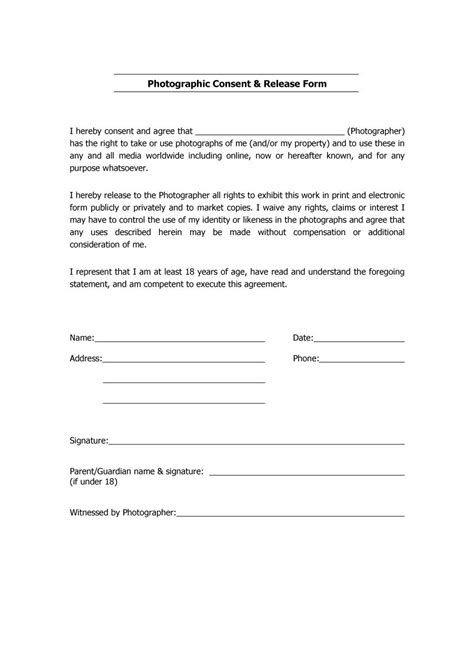 photo release form templates word