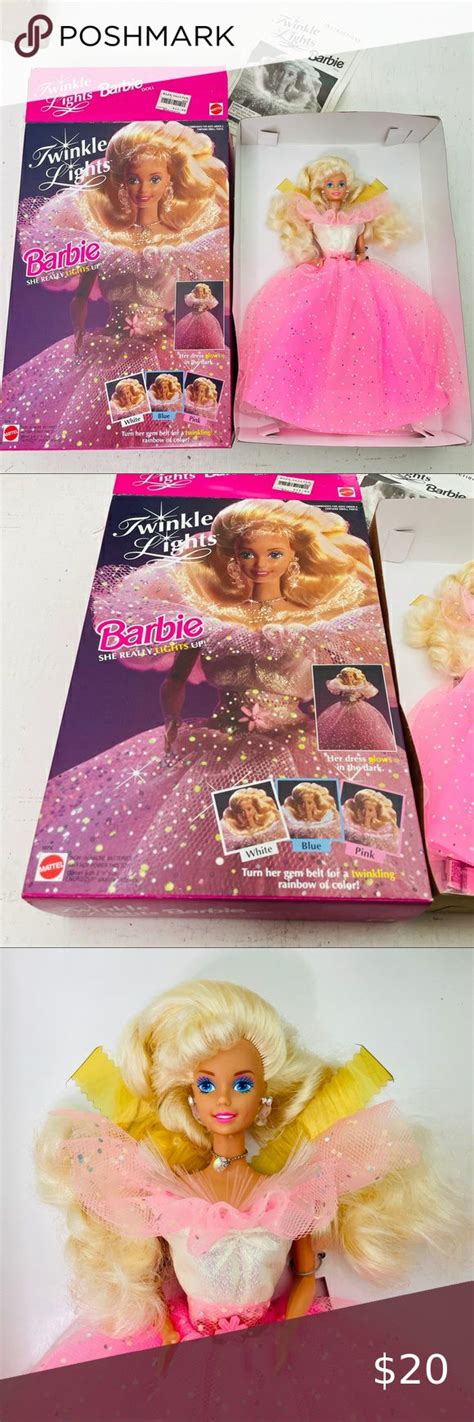 mattel twinkle lights barbie blonde pink dress vintage in original box 1993 blonde with pink