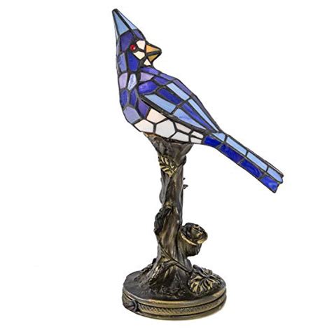 River Of Goods Stained Glass Bird Accent Lamp 8 W X 13 5 H Blue Jay Tiffany Style Table