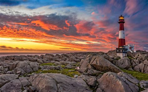 Sunset Landscape Photography Lighthouse Tranoy In Westsford Northern