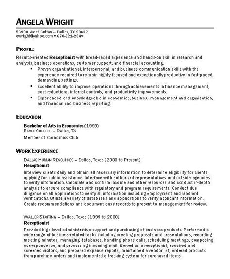 Create job alert to receive secretarial jobs via email the minute they become available. sle resume receptionist 28 images sle resumes for | Cover letter for resume, Resume, Resume examples
