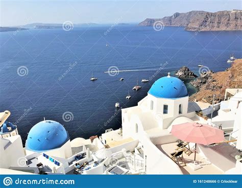 Beautiful Blue And White Buildings In Santorini Greece