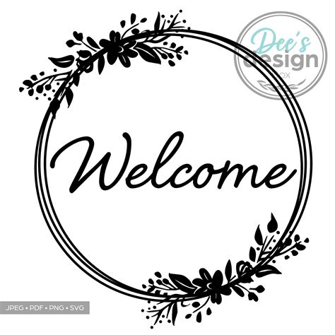 Welcome Design Text Printable With Round Circle Svg Cutout For Wood