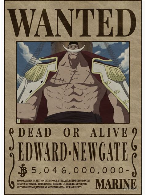 Edward Newgate Whitebeard One Piece Bounty Wanted Poster Sticker