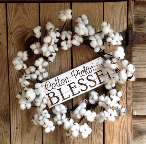 Faux Cotton Wreath - Cotton Pickin Blessed - 22