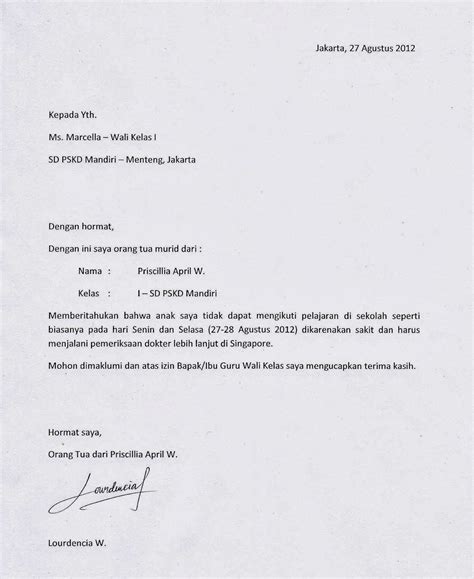 Cara Buat & Contoh Surat Izin Tidak Masuk Sekolah