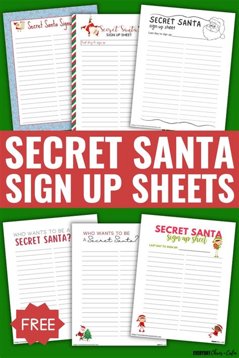 Secret Santa Sign Up Sheet Printable Web Free Secret Santa