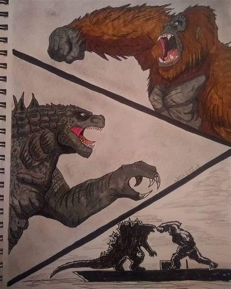 Big, loud and brash, it's exactly the type of kaiju film fans of godzilla and king kong have but yeah, the real draw is the titular battle. Godzilla Vs Kong 2020 Drawing - Artist James Stokoe ...